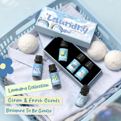 ARVIDSSON Wäschekollektion Bio-Öl-Set, natürliche ätherische Öle für Diffuser, geeignet für Wolltrocknerbälle – Frische Wäsche, Citrus Clean, Wäschetag, Kamillenglück, Lavendelfeld, Minzig