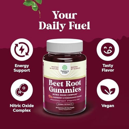 Flow Boosting Beet Root Gummies – Belebende Rote-Bete-Gummis für Erwachsene mit Stickoxid, Energie- und Herzunterstützung, Traubenkern, Granatapfel & Vitamin B12 – Vegan, Nicht-GVO & Glutenfrei – 60 Stück