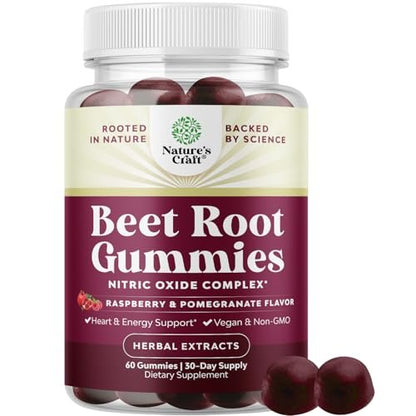 Flow Boosting Beet Root Gummies – Belebende Rote-Bete-Gummis für Erwachsene mit Stickoxid, Energie- und Herzunterstützung, Traubenkern, Granatapfel & Vitamin B12 – Vegan, Nicht-GVO & Glutenfrei – 60 Stück