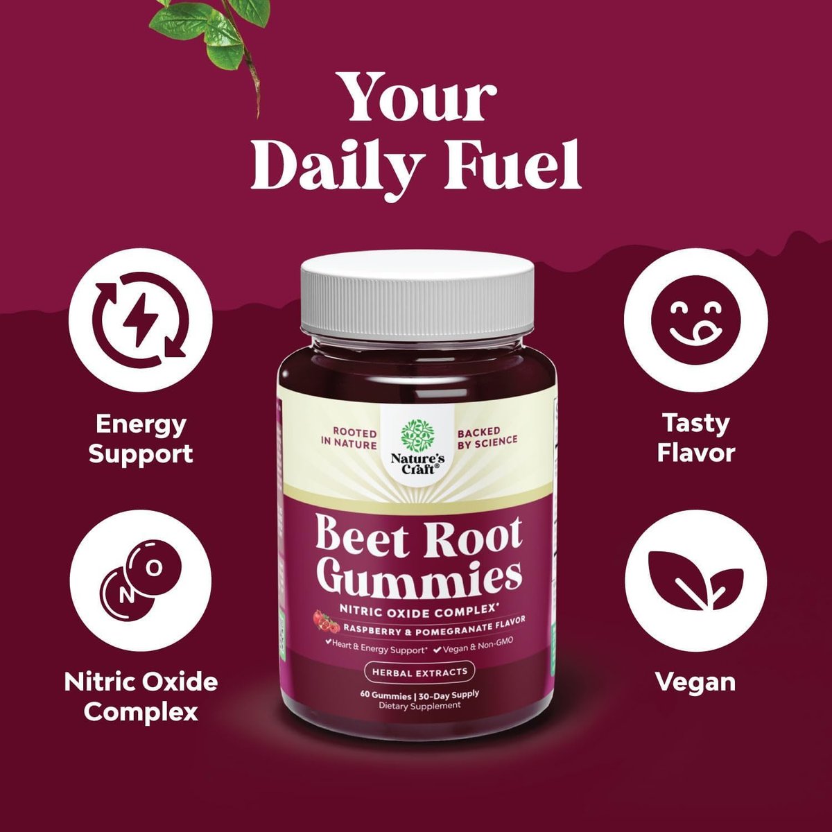 Flow Boosting Beet Root Gummies – Belebende Rote-Bete-Gummis für Erwachsene mit Stickoxid, Energie- und Herzunterstützung, Traubenkern, Granatapfel & Vitamin B12 – Vegan, Nicht-GVO & Glutenfrei – 60 Stück