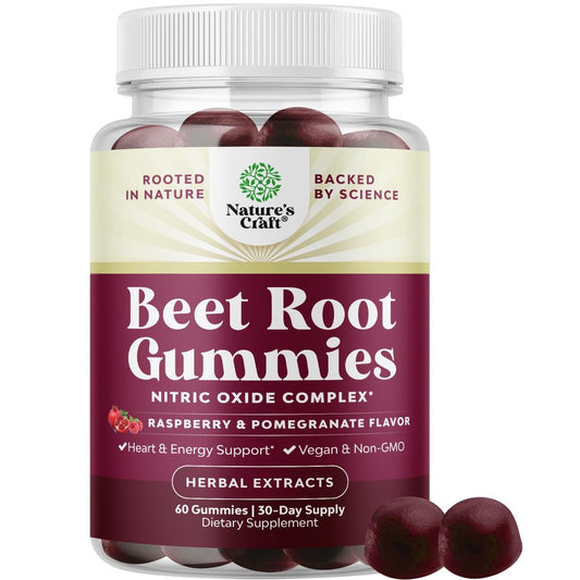 Flow Boosting Beet Root Gummies – Belebende Rote-Bete-Gummis für Erwachsene mit Stickoxid, Energie- und Herzunterstützung, Traubenkern, Granatapfel & Vitamin B12 – Vegan, Nicht-GVO & Glutenfrei – 60 Stück