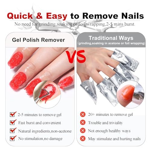 Gel-Nagellackentferner 2er-Pack mit Nagelhautschieber, Schaber und 2 Feilen – Schnell zu Hause entfernen, ohne Einwickeln und Einweichen