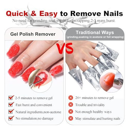 Gel-Nagellackentferner 2er-Pack mit Nagelhautschieber, Schaber und 2 Feilen – Schnell zu Hause entfernen, ohne Einwickeln und Einweichen