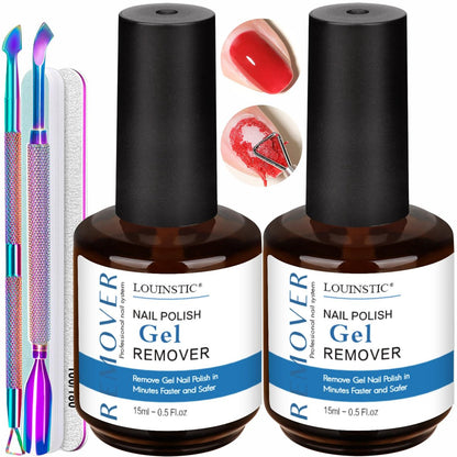 Gel-Nagellackentferner 2er-Pack mit Nagelhautschieber, Schaber und 2 Feilen – Schnell zu Hause entfernen, ohne Einwickeln und Einweichen