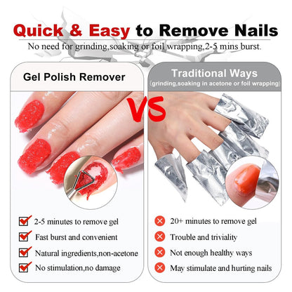 Gel-Nagellackentferner 2er-Pack mit Nagelhautschieber, Schaber und 2 Feilen – Schnell zu Hause entfernen, ohne Einwickeln und Einweichen
