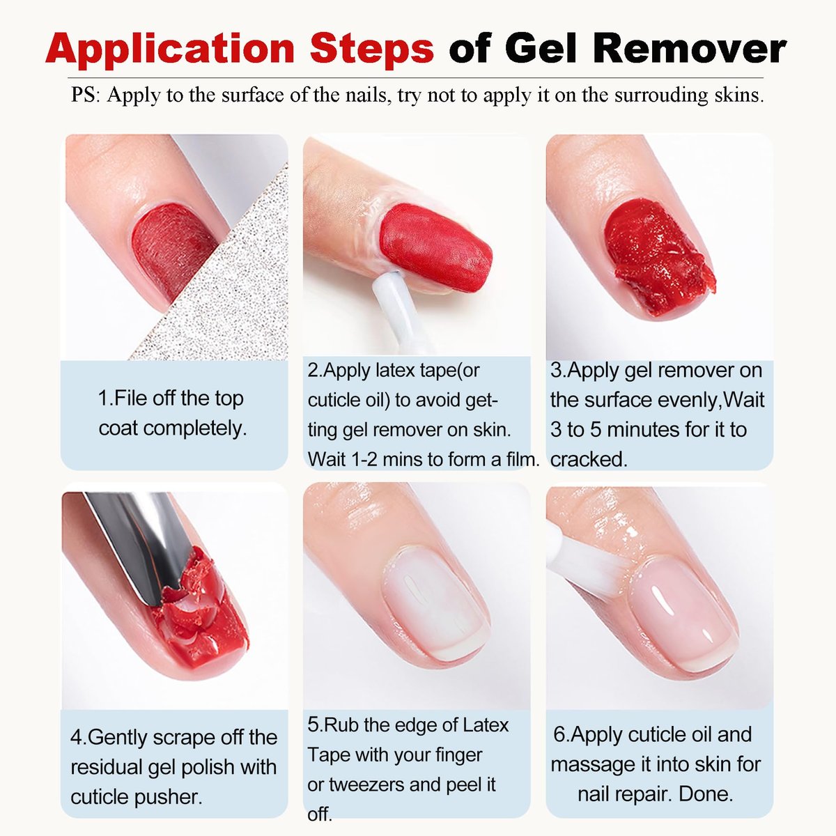 Gel-Nagellackentferner 2er-Pack mit Nagelhautschieber, Schaber und 2 Feilen – Schnell zu Hause entfernen, ohne Einwickeln und Einweichen