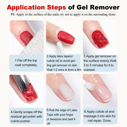 Gel-Nagellackentferner 2er-Pack mit Nagelhautschieber, Schaber und 2 Feilen – Schnell zu Hause entfernen, ohne Einwickeln und Einweichen