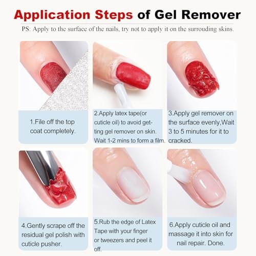 Gel-Nagellackentferner 2er-Pack mit Nagelhautschieber, Schaber und 2 Feilen – Schnell zu Hause entfernen, ohne Einwickeln und Einweichen