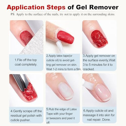 Gel-Nagellackentferner 2er-Pack mit Nagelhautschieber, Schaber und 2 Feilen – Schnell zu Hause entfernen, ohne Einwickeln und Einweichen