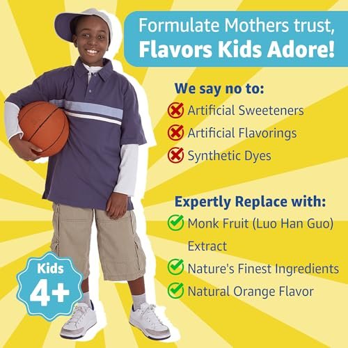 Nextdia Kinder Multivitamin Gummis mit Eisen, Zuckerfrei, Tägliche Vitamine + Probiotika, Algen Omega 3 (EPA/DHA), A, C, D, Methyl B12, Folsäure, B6, Zink, Biotin, für gesundes Wachstum, Immununterstützung, 60 Stück