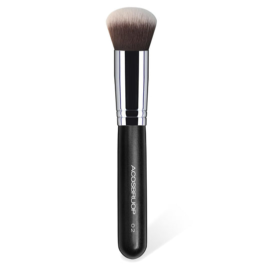 ACOSBRUOP Foundation Pinsel, runder Kabuki Foundation Pinsel, professioneller Make-up-Pinsel für flüssiges Blending, Mineralpuder, Buffing und Stippling, schwarz