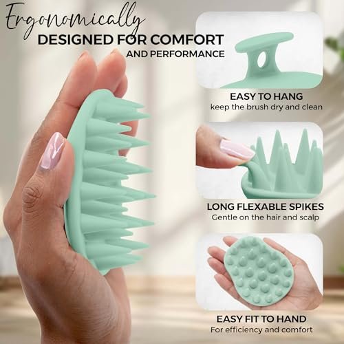 Fiora Naturals Scalp Massager Shampoo Brush – Silikon-Kopfhautpeeling-Bürste für Schuppenbefreiung & Haarwachstum, für nasses & trockenes Haar, für Männer, Frauen, Kinder – BPA-frei