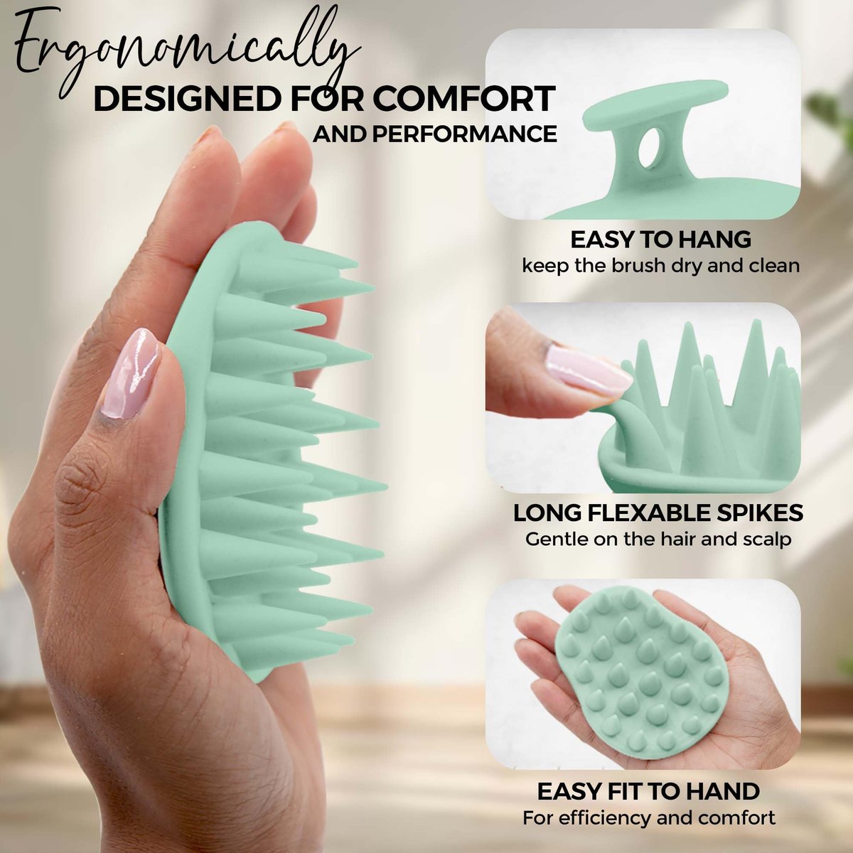 Fiora Naturals Scalp Massager Shampoo Brush – Silikon-Kopfhautpeeling-Bürste für Schuppenbefreiung & Haarwachstum, für nasses & trockenes Haar, für Männer, Frauen, Kinder – BPA-frei