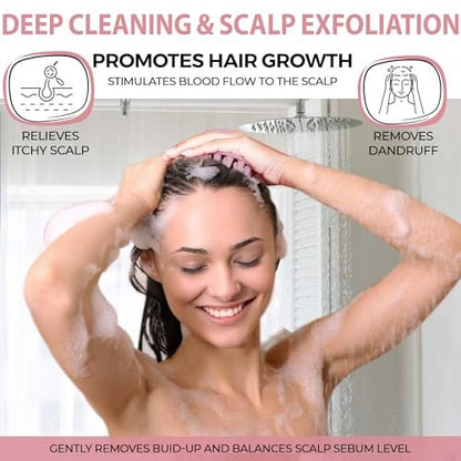 Fiora Naturals Kopfhaut-Massagebürste Shampoo-Bürste – Silikon-Kopfhaut-Scrubber & Peeling zur Schuppenbeseitigung und Haarwuchs, Bürste für nasses und trockenes Haar, für Männer, Frauen, Kinder – BPA-frei