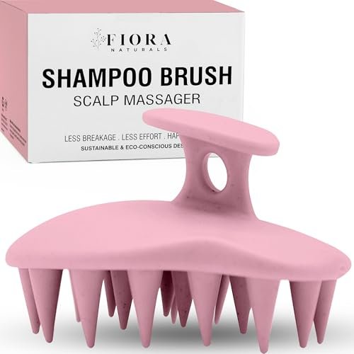 Fiora Naturals Kopfhaut-Massagebürste Shampoo-Bürste – Silikon-Kopfhaut-Scrubber & Peeling zur Schuppenbeseitigung und Haarwuchs, Bürste für nasses und trockenes Haar, für Männer, Frauen, Kinder – BPA-frei