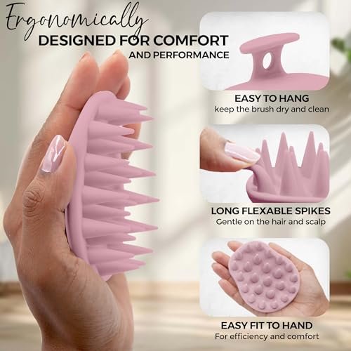 Fiora Naturals Kopfhaut-Massagebürste Shampoo-Bürste – Silikon-Kopfhaut-Scrubber & Peeling zur Schuppenbeseitigung und Haarwuchs, Bürste für nasses und trockenes Haar, für Männer, Frauen, Kinder – BPA-frei
