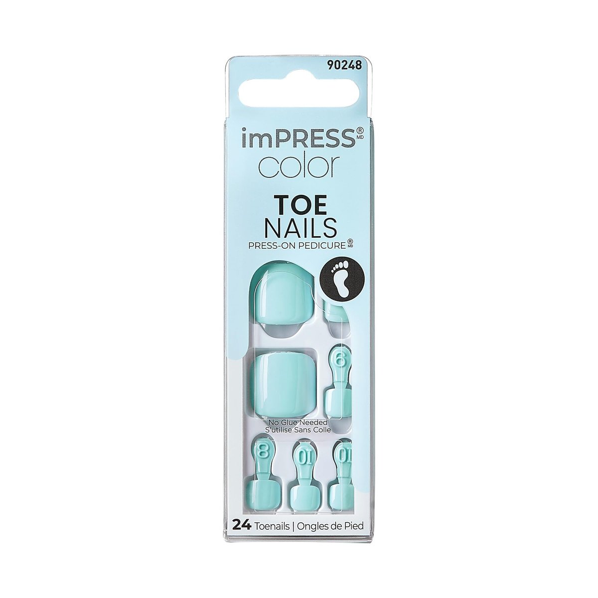 KISS Impress Color Zehennägel Press on 24 Stück, Lebendige Farbe, Einfach Peel & Press Auftragen, Problemlose Entfernung, Inklusive Werkzeug