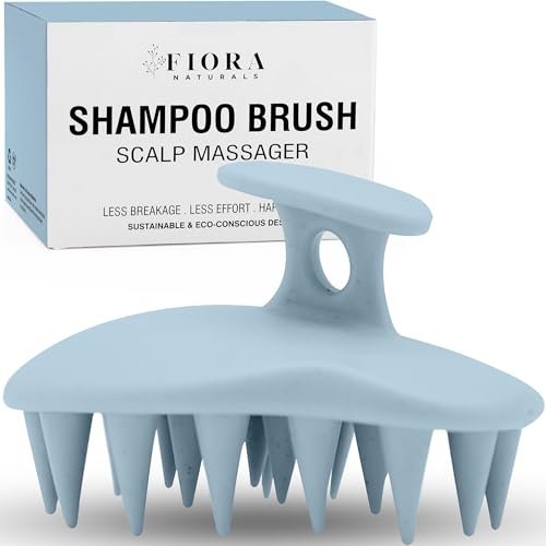 Fiora Naturals Kopfhaut-Massagebürste – Silikon-Shampoo-Bürste für Dandruff-Entfernung und Haarwachstum, für nasses & trockenes Haar, für Männer, Frauen, Kinder – BPA-frei (Marine)