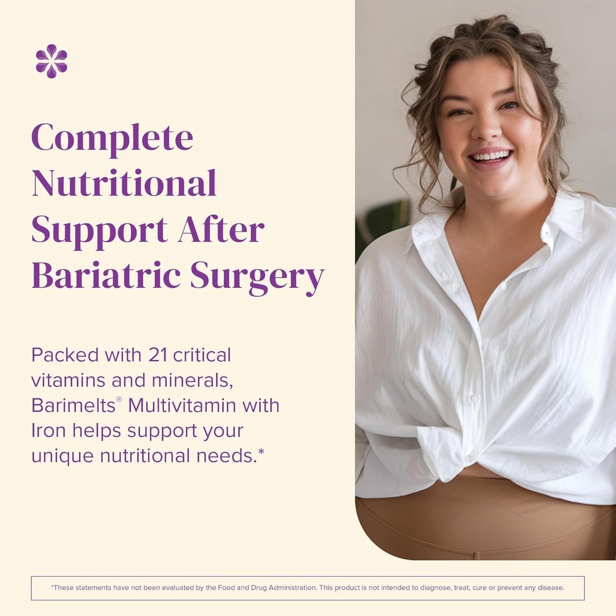 BariMelts Bariatrisches Multivitamin mit Eisen – 1 Monatsvorrat (60 schnell lösliche Tabletten) – Zuckerfrei – Post-OP Bariatrische Vitamine – Natürlicher Blaubeergeschmack