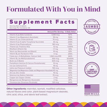 BariMelts Bariatrisches Multivitamin mit Eisen – 1 Monatsvorrat (60 schnell lösliche Tabletten) – Zuckerfrei – Post-OP Bariatrische Vitamine – Natürlicher Blaubeergeschmack