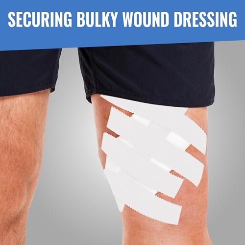 Healqu Seidenähnliches medizinisches Klebeband – strapazierfähiges Stoffklebeband, 5 cm x 9,1 m, 3 Rollen – chirurgisches Gewebeband zum sicheren Fixieren großer Verbände, Schienen und ideal für die Langzeitpflege