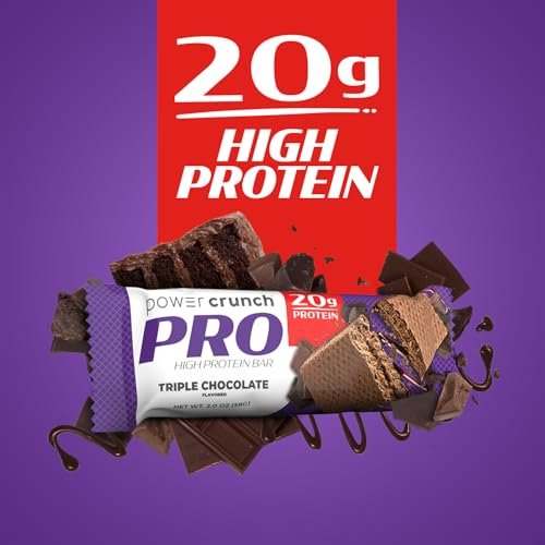 Power Crunch PRO Protein Wafer Bars – Triple Chocolate, 2,0 Unzen (4er-Pack) – Hochproteinhaltiger Snack mit köstlichem Geschmack