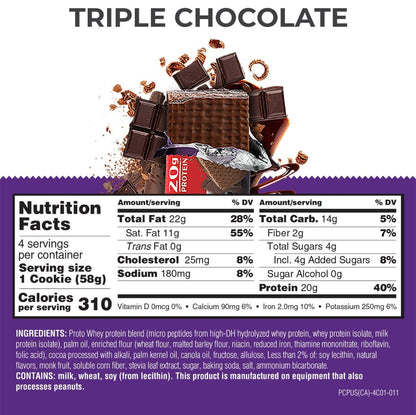 Power Crunch PRO Protein Wafer Bars – Triple Chocolate, 2,0 Unzen (4er-Pack) – Hochproteinhaltiger Snack mit köstlichem Geschmack