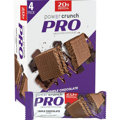 Power Crunch PRO Protein Wafer Bars – Triple Chocolate, 2,0 Unzen (4er-Pack) – Hochproteinhaltiger Snack mit köstlichem Geschmack