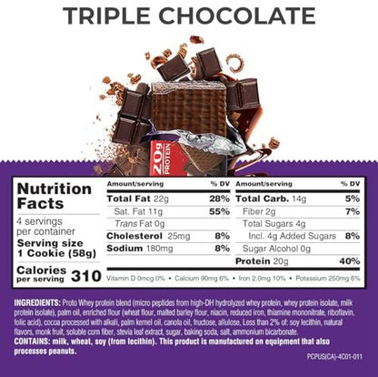 Power Crunch PRO Protein Wafer Bars – Triple Chocolate, 2,0 Unzen (4er-Pack) – Hochproteinhaltiger Snack mit köstlichem Geschmack