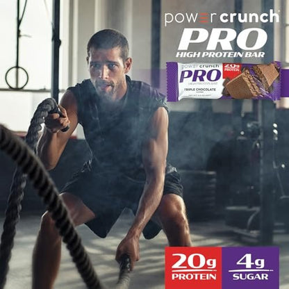 Power Crunch PRO Protein Wafer Bars – Triple Chocolate, 2,0 Unzen (4er-Pack) – Hochproteinhaltiger Snack mit köstlichem Geschmack