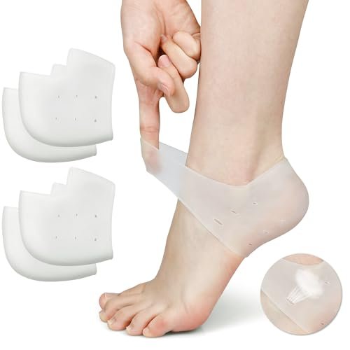 Wonderwin Gel Fersenkissen – Atmungsaktive Fersenschützer bei rissigen Fersen, Fersensporn, Plantarfasziitis, medizinische Gel-Fersenkissen für Männer und Frauen zur Schmerzlinderung (klar), 2 Paar-weiß