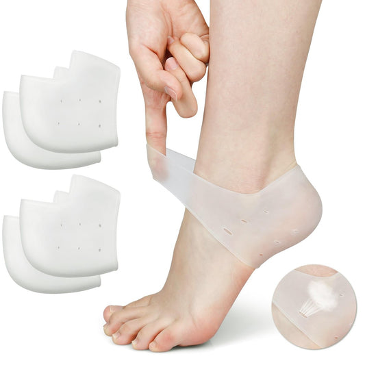 Wonderwin Gel Fersenkissen – Atmungsaktive Fersenschützer bei rissigen Fersen, Fersensporn, Plantarfasziitis, medizinische Gel-Fersenkissen für Männer und Frauen zur Schmerzlinderung (klar), 2 Paar-weiß