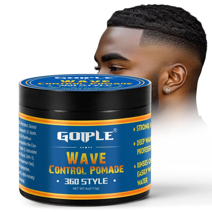 Goiple Natural Wave Pomade Starker Halt Leicht Auswaschbar 360 Wave Training Haarpomade, Wellen Pomade für Männer Wasserbasiert für Feuchtigkeit, Kontrolle und Seidigen Glanz, Wellen Pomade für Schwarze Männer 118 ml