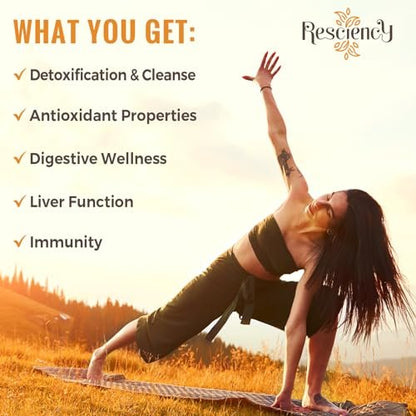 Resciency Detox Binder Supplement – Aktivkohle, Zeolith, Bentonit-Ton, Mariendistel, Proprietäre Mischungen – Leber & Darm, Maximale Absorption, 90 vegane Kapseln