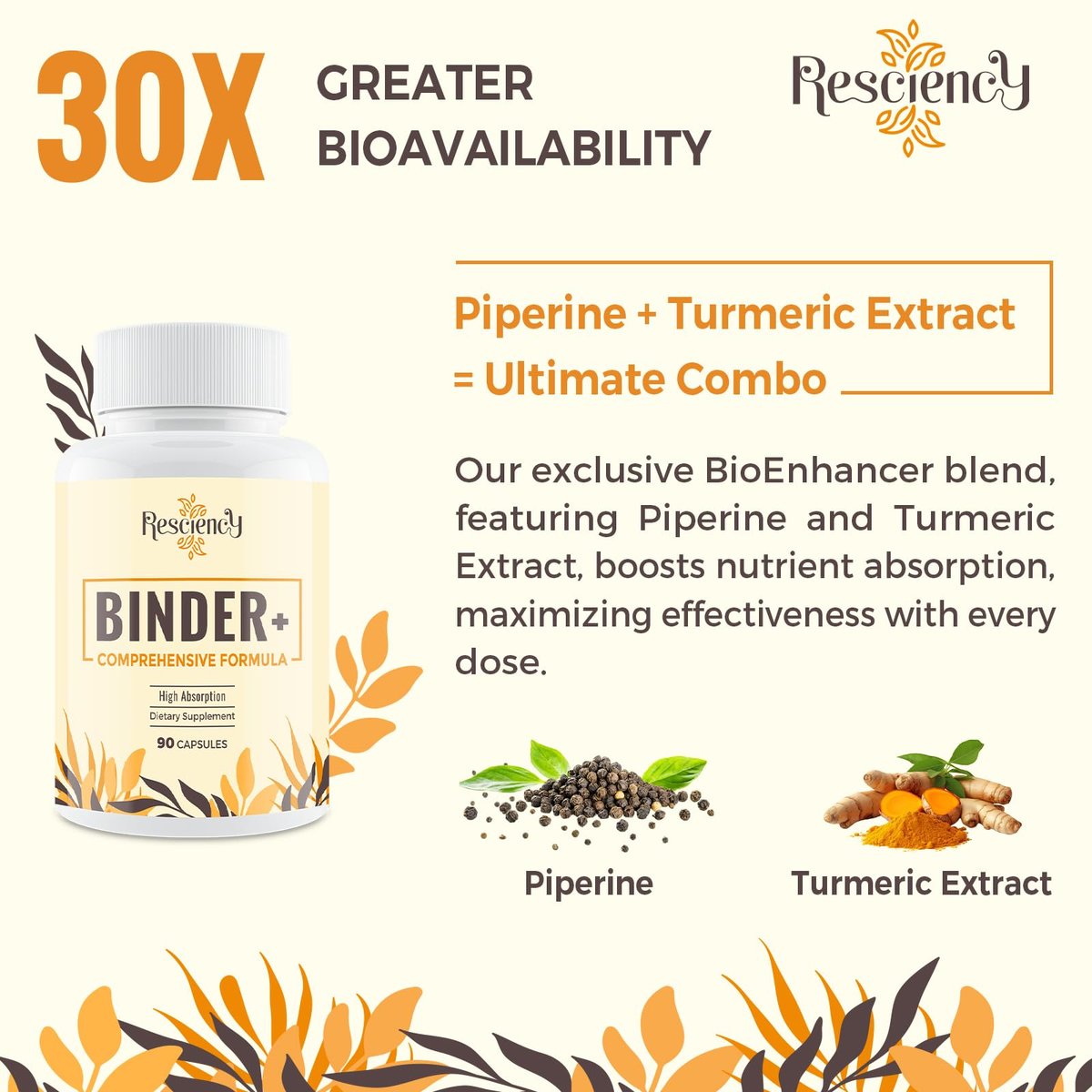 Resciency Detox Binder Supplement – Aktivkohle, Zeolith, Bentonit-Ton, Mariendistel, Proprietäre Mischungen – Leber & Darm, Maximale Absorption, 90 vegane Kapseln