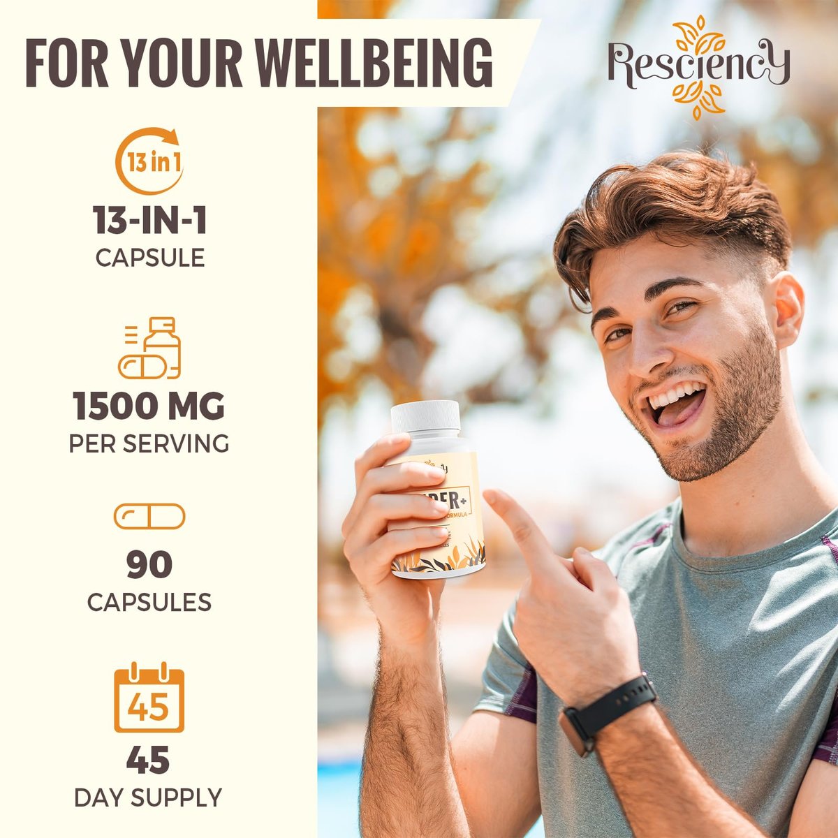 Resciency Detox Binder Supplement – Aktivkohle, Zeolith, Bentonit-Ton, Mariendistel, Proprietäre Mischungen – Leber & Darm, Maximale Absorption, 90 vegane Kapseln
