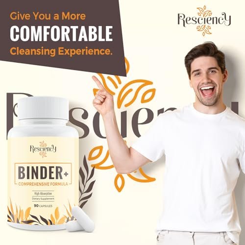 Resciency Detox Binder Supplement – Aktivkohle, Zeolith, Bentonit-Ton, Mariendistel, Proprietäre Mischungen – Leber & Darm, Maximale Absorption, 90 vegane Kapseln