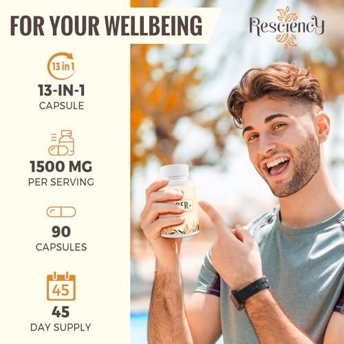 Resciency Detox Binder Supplement – Aktivkohle, Zeolith, Bentonit-Ton, Mariendistel, Proprietäre Mischungen – Leber & Darm, Maximale Absorption, 90 vegane Kapseln