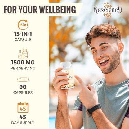 Resciency Detox Binder Supplement – Aktivkohle, Zeolith, Bentonit-Ton, Mariendistel, Proprietäre Mischungen – Leber & Darm, Maximale Absorption, 90 vegane Kapseln