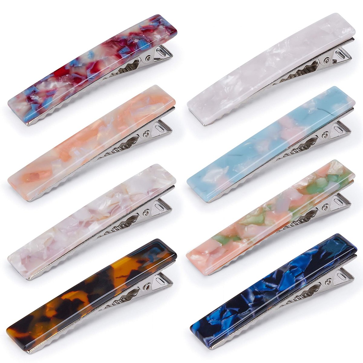 LEDUODO Acryl-Haarspangen, Alligator-Haarspangen – 8-teiliges Set mit Marmormuster, geometrische Clips für Frauen und Mädchen, ideales Geschenk zu Weihnachten, Valentinstag oder Geburtstag