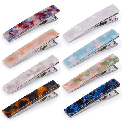 LEDUODO Acryl-Haarspangen, Alligator-Haarspangen – 8-teiliges Set mit Marmormuster, geometrische Clips für Frauen und Mädchen, ideales Geschenk zu Weihnachten, Valentinstag oder Geburtstag