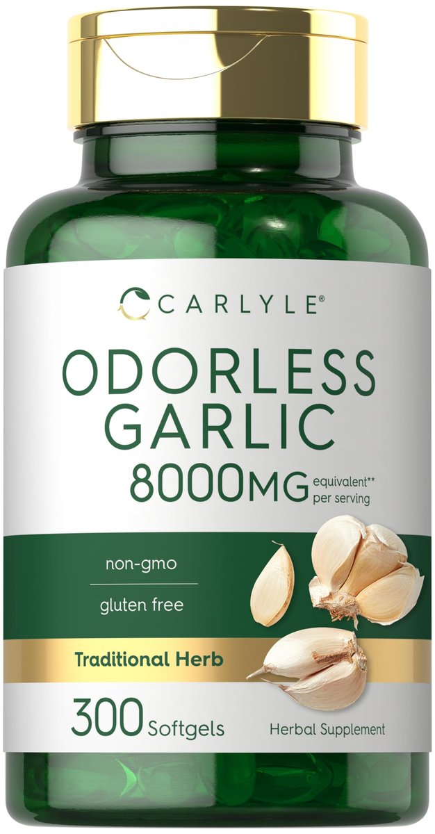 Carlyle Geruchsloses Knoblauch Softgels | 300 Kapseln | Hochdosiert | Nicht-GVO & Glutenfrei