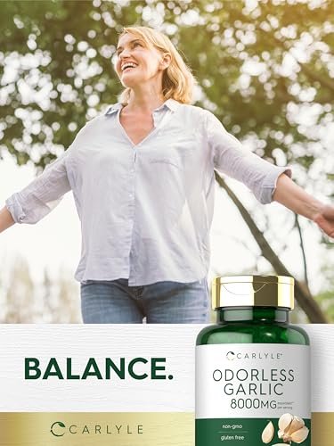 Carlyle Geruchsloses Knoblauch Softgels | 300 Kapseln | Hochdosiert | Nicht-GVO & Glutenfrei