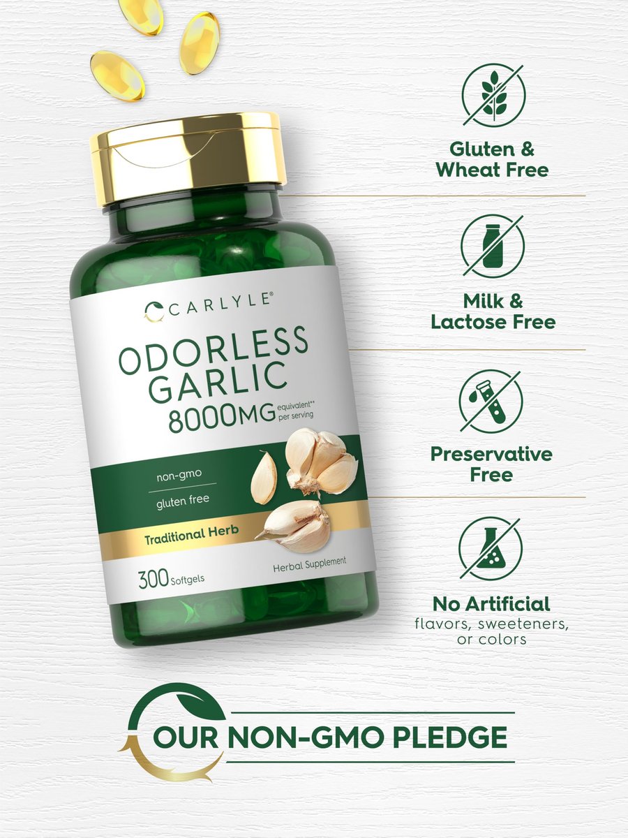 Carlyle Geruchsloses Knoblauch Softgels | 300 Kapseln | Hochdosiert | Nicht-GVO & Glutenfrei