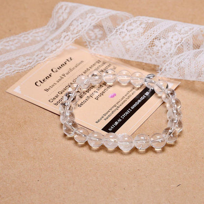 AD Beads Handgefertigtes Dehnbares Armband aus Edelsteinen – Kristallheilung, Reiki, Natürliche Schönheit und Spirituelle Essenz, Unisex (4 mm, Klarer Quarz (Entgiftung und Reinigung))