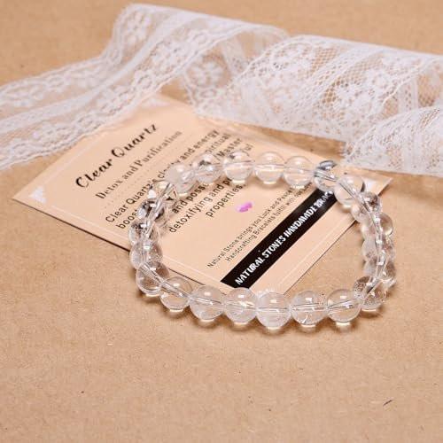 AD Beads Handgefertigtes Dehnbares Armband aus Edelsteinen – Kristallheilung, Reiki, Natürliche Schönheit und Spirituelle Essenz, Unisex (4 mm, Klarer Quarz (Entgiftung und Reinigung))