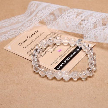 AD Beads Handgefertigtes Dehnbares Armband aus Edelsteinen – Kristallheilung, Reiki, Natürliche Schönheit und Spirituelle Essenz, Unisex (4 mm, Klarer Quarz (Entgiftung und Reinigung))
