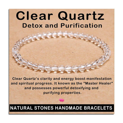 AD Beads Handgefertigtes Dehnbares Armband aus Edelsteinen – Kristallheilung, Reiki, Natürliche Schönheit und Spirituelle Essenz, Unisex (4 mm, Klarer Quarz (Entgiftung und Reinigung))