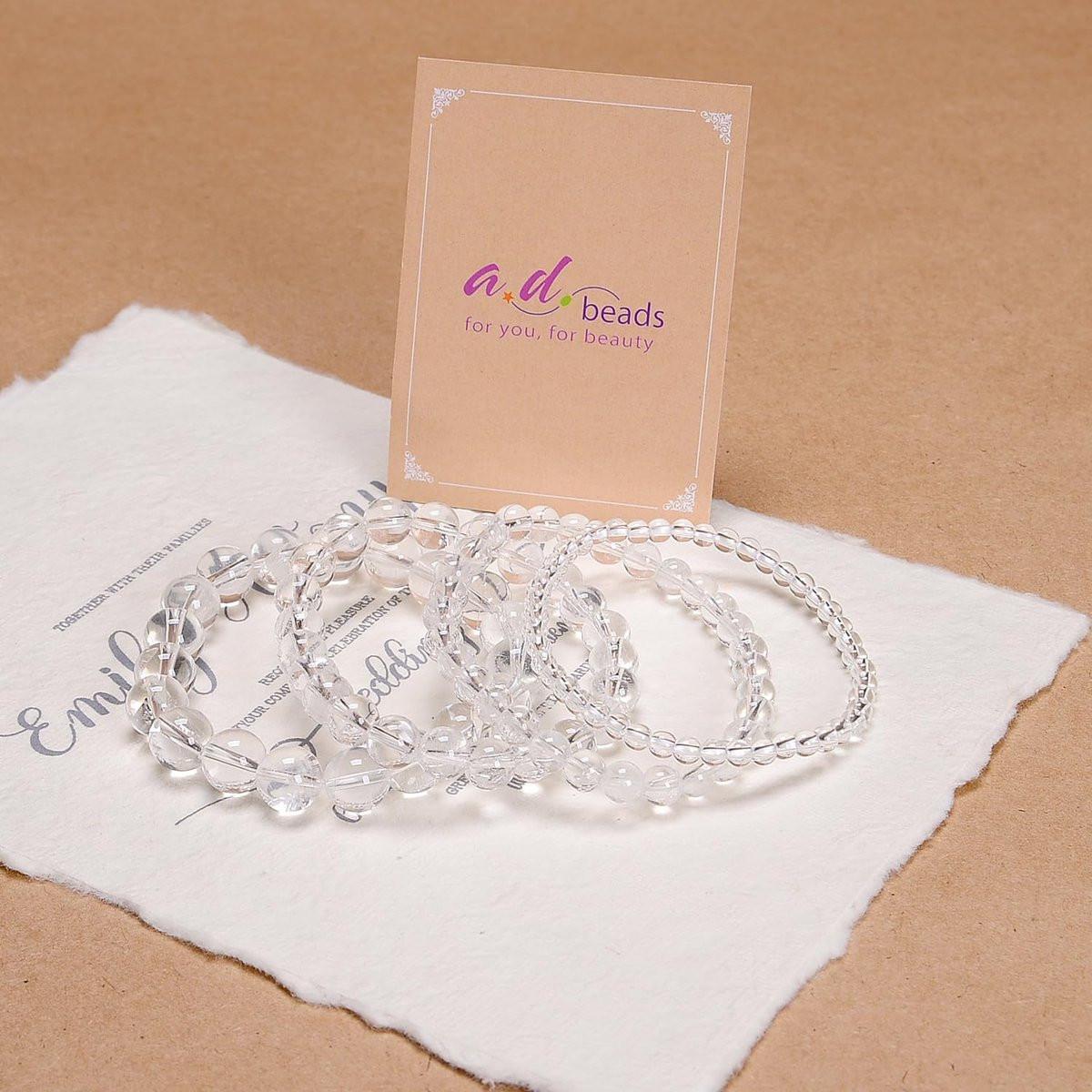 AD Beads Handgefertigtes Dehnbares Armband aus Edelsteinen – Kristallheilung, Reiki, Natürliche Schönheit und Spirituelle Essenz, Unisex (4 mm, Klarer Quarz (Entgiftung und Reinigung))