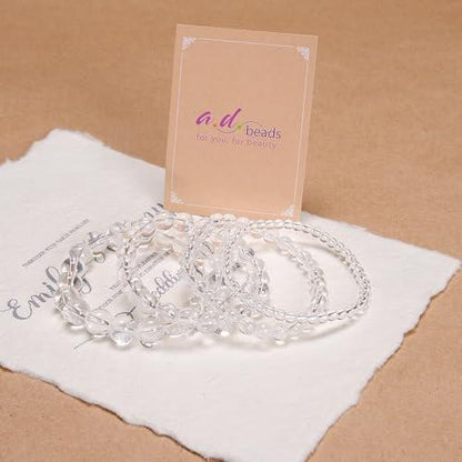 AD Beads Handgefertigtes Dehnbares Armband aus Edelsteinen – Kristallheilung, Reiki, Natürliche Schönheit und Spirituelle Essenz, Unisex (4 mm, Klarer Quarz (Entgiftung und Reinigung))